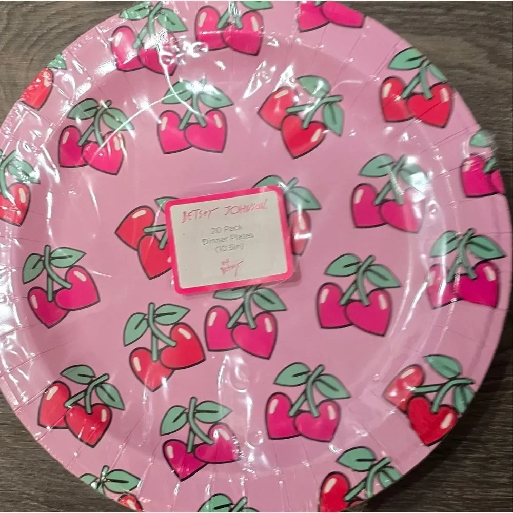 Betsey Johnson Heart Cherries Paper Plates & Napkin‎ Set